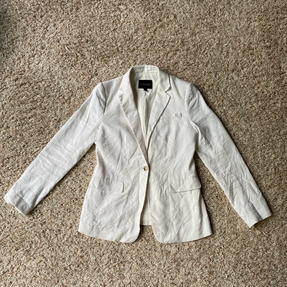 EXCELLENT 🤍 Banana Republic Linen-Blend White Blazer